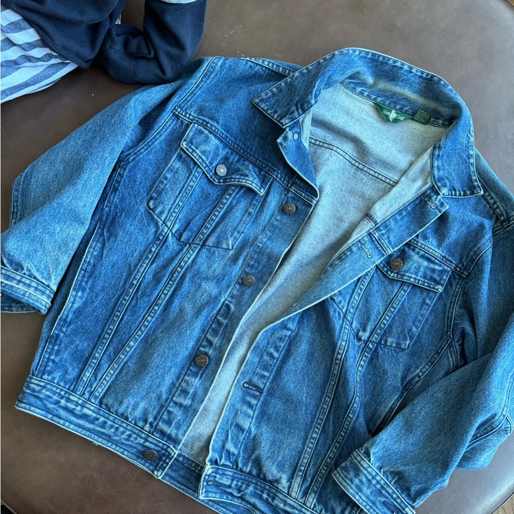 Vintage 90s Hunt Club Denim Jean Jacket Oversized Boxy Size M - Picture 6 of 7